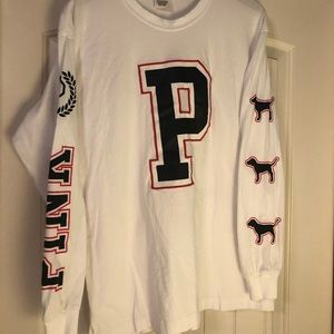 PINK Victoria's Secret White Long Sleeve Top